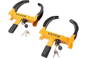VEVOR Radkralle Parkkralle 2 Stk. Wegfahrsperre 9 Verstellbare Positionen, mit 6 Schlüsseln für Auto SUVs Geländewagen Anhänger Reifenkralle Wegfahrsperre Diebstahlsicherung Radklemme Radschloss Gelb