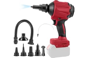 LUOLETY Milwaukee bezprzewodowa dmuchawa 18 V 1000 W, przenośna dmuchawa z silnikiem o stałej prędkości ze światłem LED i 8 dyszami, 40000 obr./min, do garażu warsztatu tartaku sprzątanie domu (bez baterii)