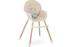 Nukido Krzesełko do karmienia dla dzieci regulowane fotelik 3w1 tacka Lilo białe-szare