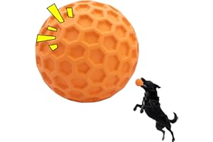 woeita Indestructible Squeaky Dog Ball – Durable Touch Chew Toy for Aggressive Chewers, Interactive Puppy Toy for Anxiety Boredom & Teething Relief (Orange, 55mm)