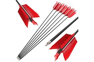HNZMDY Tir à l'arc Flèches de Chasse 30 Pouces Flu-Flu Flèches Flèches en Carbone Spine 500 avec 4 Plumes de Dinde pour la Chasse au Petit Gibier