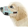 HEELE Dog Muzzle,Soft Nylon Print Muzzle Air Mesh Breathable Adjustable Loop Pattern Pets Muzzles for Small Medium Large Dogs,Stop Biting Barking and Chewing Cyan flower X-Small
