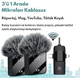 Y&uuml;ksek Kalite Profesyonel 3 In 1 Kablosuz Taşınabilir Yaka Mikrofonu T&uuml;yl&uuml;