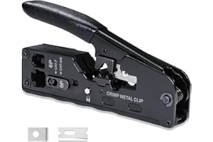 6COMGIGA Strumento di crimpatura RJ45 RJ12 all-in-one, crimpatrice Ethernet passa-through per connettore modulare Cat5 Cat5e Cat6 Cat6a Cat7, 6C-CT-01