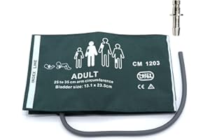 SKMEDITEC Bracciale Pressione NIBP Universale Con Connettore BP12 Per Adulti, Bracciale BP Di Ricambio In Nylon Riutilizzabile A Tubo Singolo Da 25-35cm Con Airbag Interno Per Misuratore Di Pressione Arteriosa