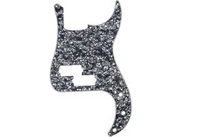 Musiclily 13 Agujeros Precision Bass Pickguard Golpeador para Fender American/México Standard Bajo Estilo P, 4 capas Black Pearl