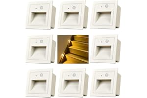 Arotelicht 3W Oświetlenie stóp LED, oświetlenie podłogowe, z czujnikiem, oświetlenie schodów wpuszczanych, obudowa aluminiowa, zasilanie 230V (biały(aluminiowa obudowa), 8 sztuk(z czujnikiem))