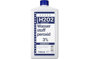 750 ml Väteperoxid 3% H2O2 - stabiliserad - nyfylld - med avgasningslock - teknisk kvalitet - många användningsområden