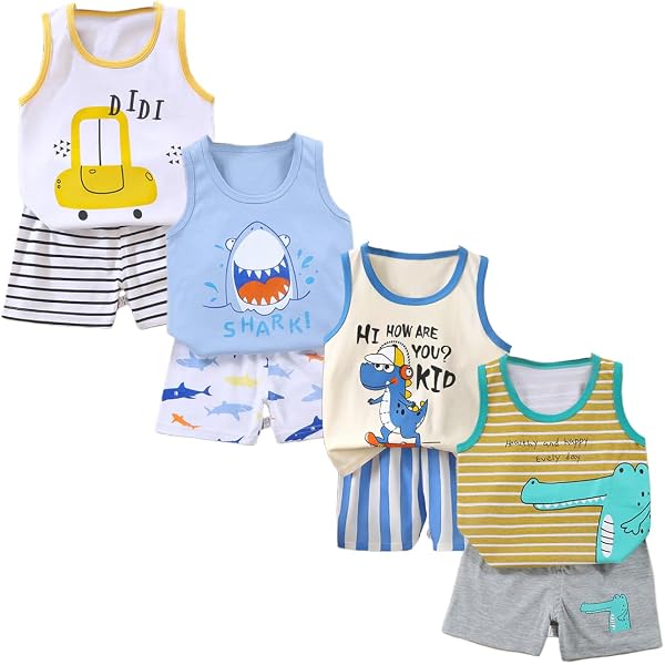 Ensemble Été Enfant Garçon Chemise Coton + Shorts - Tenue Chic Légère Plage Vacances