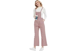 AjezMax Mujer Peto Pantalones Largo Suelto Mono Jumpsuit con Bolsillos Casual Trabajo