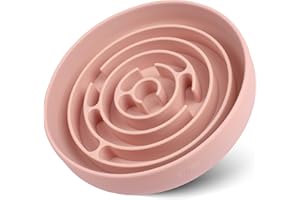 Coomazy Slow Feeder Dog Bowl Silicone Dog Slow Feeder with Suction Cup Anti Choking Slow Eating Food Bowl for Small to Medium Dogs(Pink)
