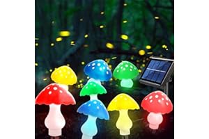 Timiyou Mushroom Solar Lights Outdoor Garden, Set of 8 Garden Lights Solar Powered Waterproof, Garden Ornaments Outdoor, 8 Lighting Modes Mushroom Lights for Lawn Courtyard