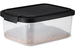 Amazon Basics Pet Food Container, 4.5 kg, Transparent and Black