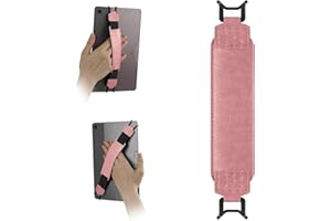 HoYiXi Soft Hand Strap for 9-11 Inch eReaders & Fire Tablet Compatible with Fire HD 10/iPad 9.7 /iPad Mini/Galaxy Tab A8 A9/Huawei Lightweight Black High-Elasticity Finger Grip Holder -Pink
