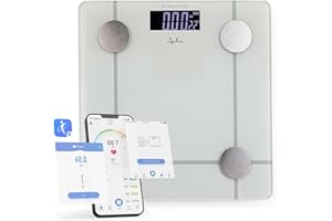 JATA HOGAR HBAS1524 - Báscula de Baño Digital, Bascula Grasa Corporal y Muscular con APP. Bascula Inteligente para Fitness. 8 Memorias. IMC. Calorías Diarias Recomendadadas. Hasta 180 kg
