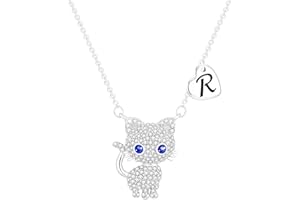 Esmoly Gifts for Girls Cat Necklaces for Girls Initial Necklace Heart Letter A-Z Cute Birthday Gifts for Women Daughter Granddaughter Niece 16+2 Inches