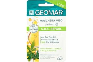 GEOMAR | SOS Repair, maschera facciale effetto riequilibrante e riequilibrante, 5 minuti, 95% di origine naturale, dermatologicamente testata, 7,5 ml x 2
