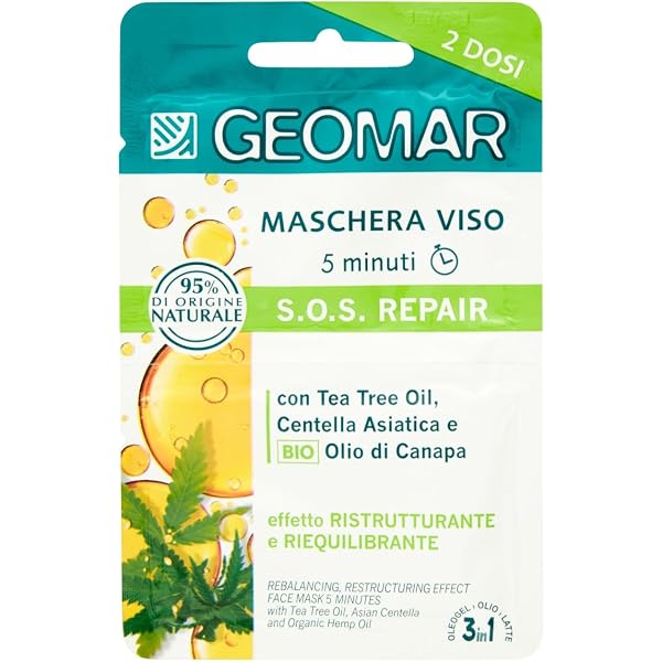 GEOMAR Anti-Aging Gesichtsmaske, 5 Minuten Wirkzeit – 95% Natürliche Inhaltsstoffe, Straffend, Made In Italy