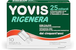 YOVIS Rigenera, Probiotici per il Benessere Intestinale dai 50 anni, 25 Miliardi di Fermenti Lattici Vivi con Calcio e Vitamina B12, 10 Bustine