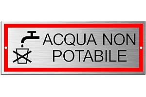 OFFORM DESIGN Cartello Acqua non potabile in alluminio 175 x 65 mm perforato 2 volte Nr.53373-L