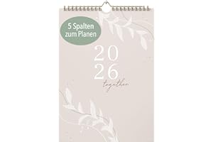 ‎KIND OF HAZEL KIND OF HAZEL® Familienplaner 2026 DIN A3 Wandkalender für die ganze Familie 5 Spalten mit Feiertagen und Schulferien Sprüche für jeden Monat Ringbindung 13 Kalenderblätter Beige