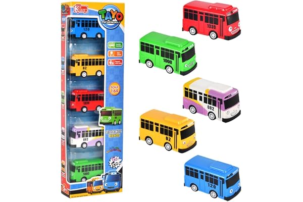 5pcs Petite Autobus Jouets Bus Car Toy Voitures Jouets à Inertie Mini Modèle de Bus de Ville Animés Miniature Enseignement Précoce Intelligence Toy Set Cadeau pour Enfants Garçons Filles Anniversaire