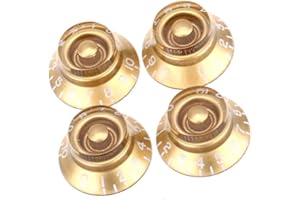 Guyker 4 szt. Gitara bursztynowy dzwonek górne gałki do kapelusza o średnicy 6 mm. Trzpień garnki - potencjometr sterowania prędkością gałka nasadowa części zamienne do gitary elektrycznej lub gitary basowej (złoty)