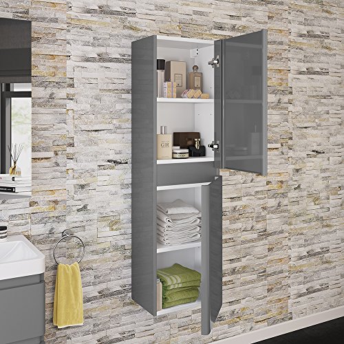 1400 mm Tall Grey Bathroom Furniture Cupboard Soft Close Cabinet Storage Unit
