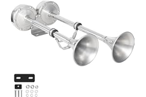 FARBIN Corne de brume - Double tube - 12 V - En acier inoxydable - Étanche - Accessoire Bateau Pour Bateaux, Voiliers, Yachts, Camions, SUV, RV, Touring