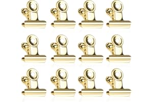 BLUELVES Bulldogge Büroklammern, 50 Stück Binder Clips, 22mm Gold Scharnier Clips, Multi-function Papier Clips für Fotos, Büros, Küche zu Hause (Gold)