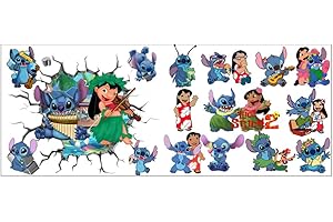FYDZBSL Stitch Pegatinas Infantiles 3D Smash Etiqueta de la Pared Adhesivo Stitch Pegatinas Decorativas Pared, Stickers Pared Dormitorio Calcomanias para Niños Decoración de la Pared Sticker