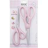 Rooc Premium Serisi Ergonomik Saplı &Ccedil;elik Gıdaya Temasa Uygun 2'li Mutfak Makası, Pembe