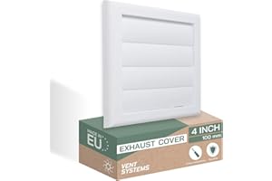 Vent Systems 100 mm Abluftöffnungsabdeckung – Weiß – Trockner-Ablufthaube – Trocknerkanal-Abluftabdeckung mit Luftschlitzen – Ablufthaubenkappe – Einseitig-Luftzufuhrgitter aus Kunststoff