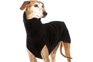 DTREEL Herbst Und Winter Warmer Windhund, Labrador, Schäferhund, Großer Hund, Kleidung, Rollkragenpullover, Pullover, Stretch-Fleece, Hundepullover, Weste, Haustierjacke, Mantel, Anzüge,Schwarz,XL