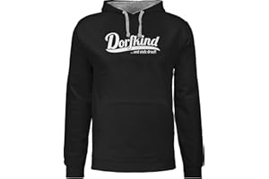 Shirtracer - Pullover Herren Frauen Hoodie Kontrast zweifarbig - Sprüche Statement mit Spruch - Dorfkind und stolz drauf