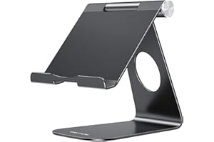OMOTON Support de Tablette en Aluminium, réglable et Durable, Support de Bureau Compatible avec iPad 10.9/10.2, iPad Pro 13/12.9/11, iPad Air 6/5/Mini, Samsung Tablet et Plus Encore jusqu'à 13", Noir