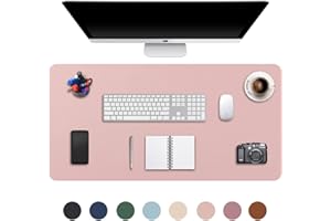 DOBAOJIA Erweitertes Mausepad Große Mausmat XXL Schreibtischmatte Schreibtischunterlage für Laptop/Tastatur/Maus Schreibblock, PU Leder Wasserdicht + Wildleder rutschfest 90 x 43cm (Rosa)