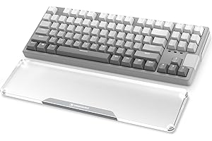 MAMBASNAKE Podkładka Pod Nadgarstek do Klawiatury 80% - Wrist Rest Laptop - Premier Clear Acryl - Antypoślizgowe Gumowe Nóżki - Do TKL 87 Key Klawiatury/Biura/Gier/Pisania/MacBook - Srebro