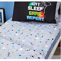 Lenzuolo Game Glow Con Stampa Fosforescente - Per Materasso 90x190cm, Design Giocoso - Foto 8