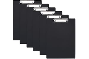 SOYIRI A4 Portapapeles con Pinza,Paquete de 6 Portapapeles,A4 Clipboards Tablero de Escritura(Negro)