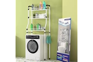 HOME KOKO LOOK Scaffale Bagno Salvaspazio 3 Ripiani - Scaffale Sopra Lavatrice - Scaffale Salvaspazio Lavatrice - Mensola Portaoggetti Bagno - Mobile Lavatrice Salvaspazio - Scaffale Sopra Wc - Organizer Lavanderia