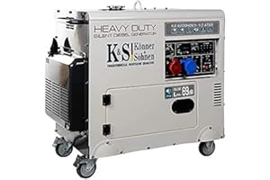 K&S KÖNNER&SÖHNEN Könner & Söhnen KS 9200HDES-1/3 ATSR - Generador de corriente (motor diésel de 4 tiempos, 18 CV, 7500/6400 W arranque electrónico, precalentador, regulador automático de voltaje