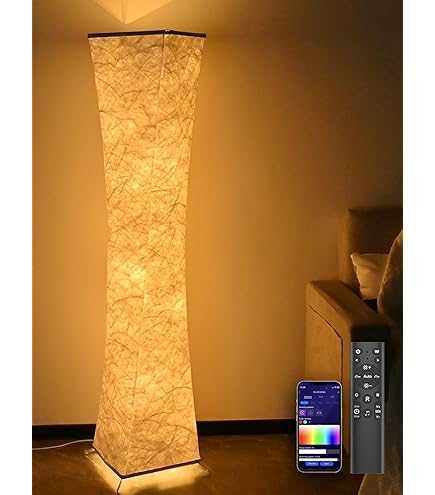 Brightech Squiggle Floor 62.13 In. Classic Black Contemporary Ambient Standing Column Floor Lamp With Ivory Fabric Empire Shade FL-SQGL-BLK - The Home Depot - View #6