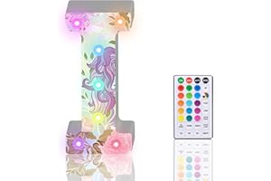 HIYAA Light Up Letters, Glitter LED Letter Lights 18 Color Changing Diamond Alphabet Sign Night Light with Remote Control for Girls Gifts Birthday Bar Wedding Party Christmas Valentine Wall Table Decor - I