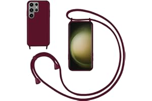 GoodcAcy Handykette Handyhülle für Samsung Galaxy S24 Ultra,Smartphone Necklace Hülle mit Band Schutzhülle mit Kette zum umhängen Halskette Flüssig Silikon Case für Galaxy S24 Ultra,Rot