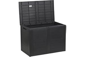 Caisse de rangement compacte en plastique pour balcon, terrasse, jardin, 190 l