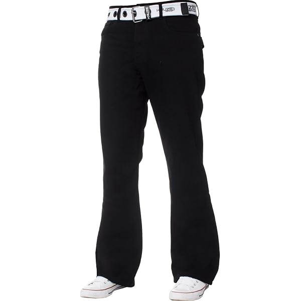 Jean Homme Kruze Coupe Semi-Évasée Jambe Large – Denim Confortable 5 Poches – Bleu Foncé, Bleu Clair, Noir Ou Vert