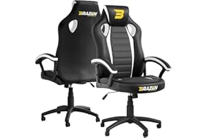 BraZen Salute Ergonomic Office Computer PC Chair Adult Gaming Chair for Adults Office Computer Adult Gaming Chairs Ergonomic Video Games Chairs Adults - White