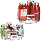 mDesign Set da 2 organizer cosmetici, lozioni e medicinali – Organizzatore trucchi girevole – Vassoio portaoggetti rotondo pe
