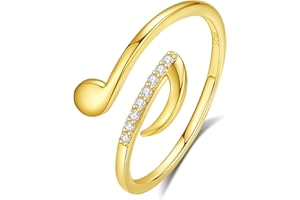 VIKI LYNN Musiknote Ring für Damen Mädchen 925 Sterling Silber Musikalische Symbole offener verstellbarer Ring
